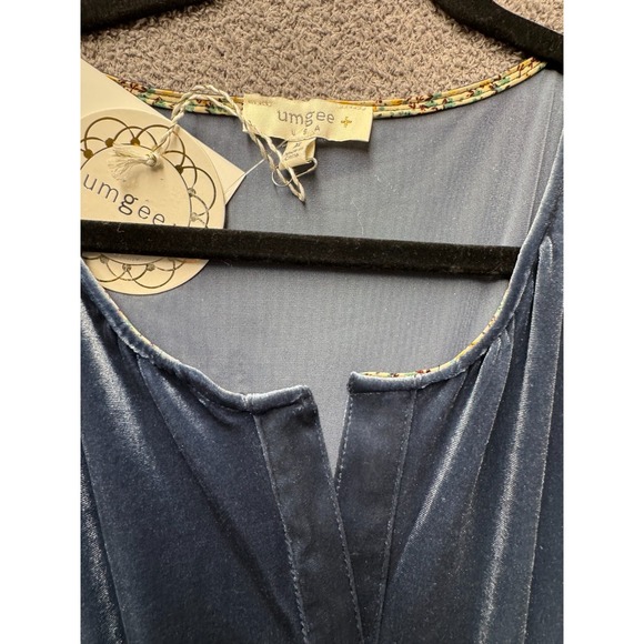 Umgee Velvet Whimsigoth Tiered Maxi Dress XL Teal Boho Flutter Sleeve NWT - Picture 10 of 14